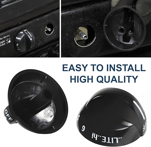 Miniatura 5 de HQRP Paquete de 4 pomos para válvula de estufa de gas de quemador superior compatibles con Frigidaire, Crosley, Tappan 316220009, 1379610,