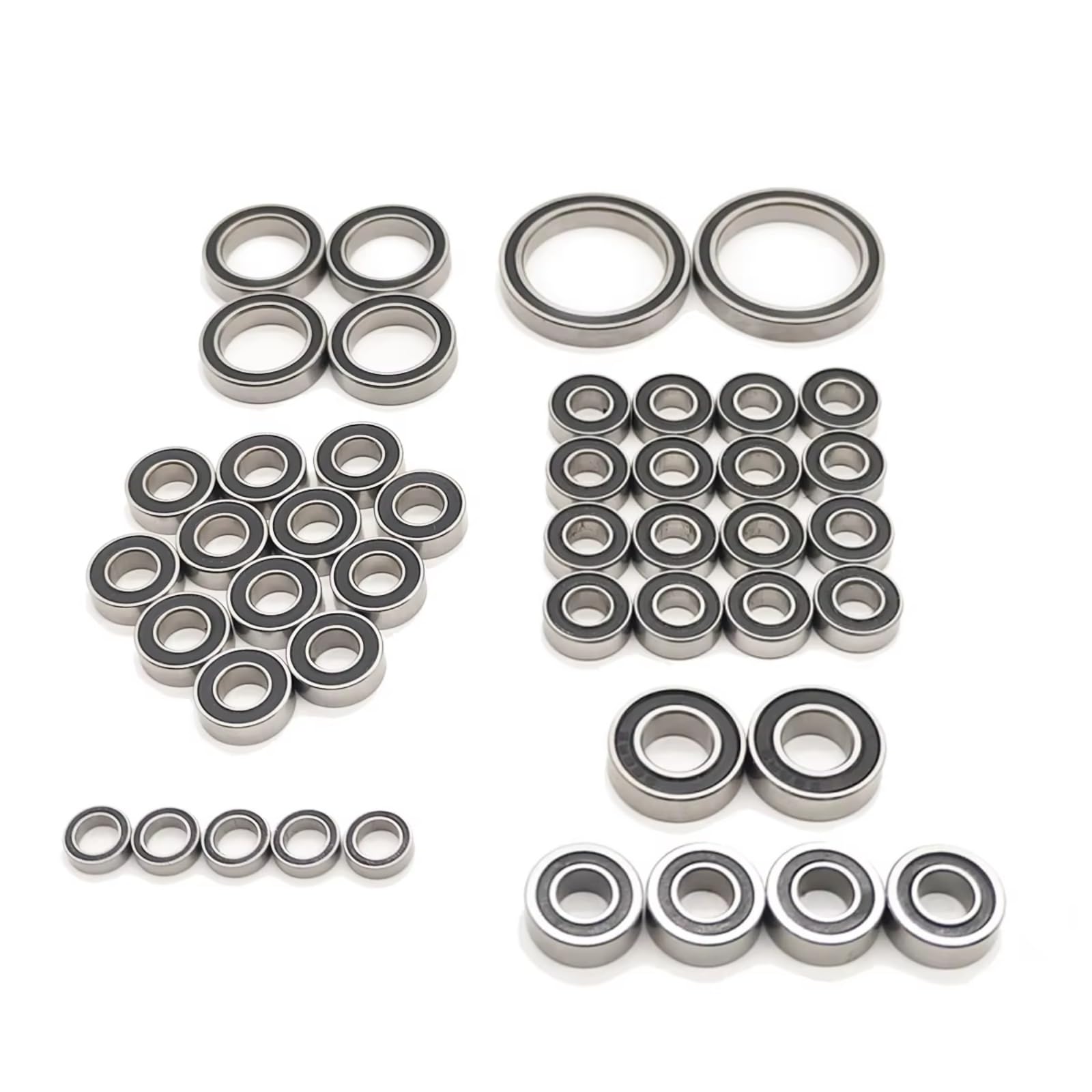 RC Lagerteile Für Traxxas Für Summit 1/10 45Pcs Chrom Stahl Komplette Kugellager Schwarz Gummi Versiegelt Kit Pre Gefettet