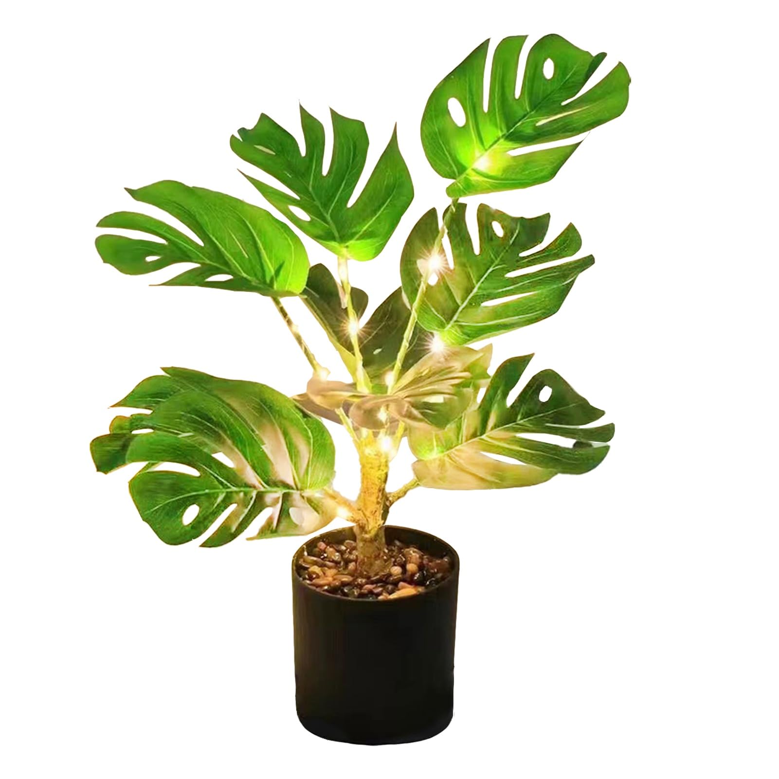 15.7Inch Artificial Plant Table Lamp, LED Turtle Leaf Night Light with Pot, Small Fake Plants Indoor Light USB Rechargeable, Table Top Bonsai for Home Christmas Party Wedding Decor(Turtle leaf-green)