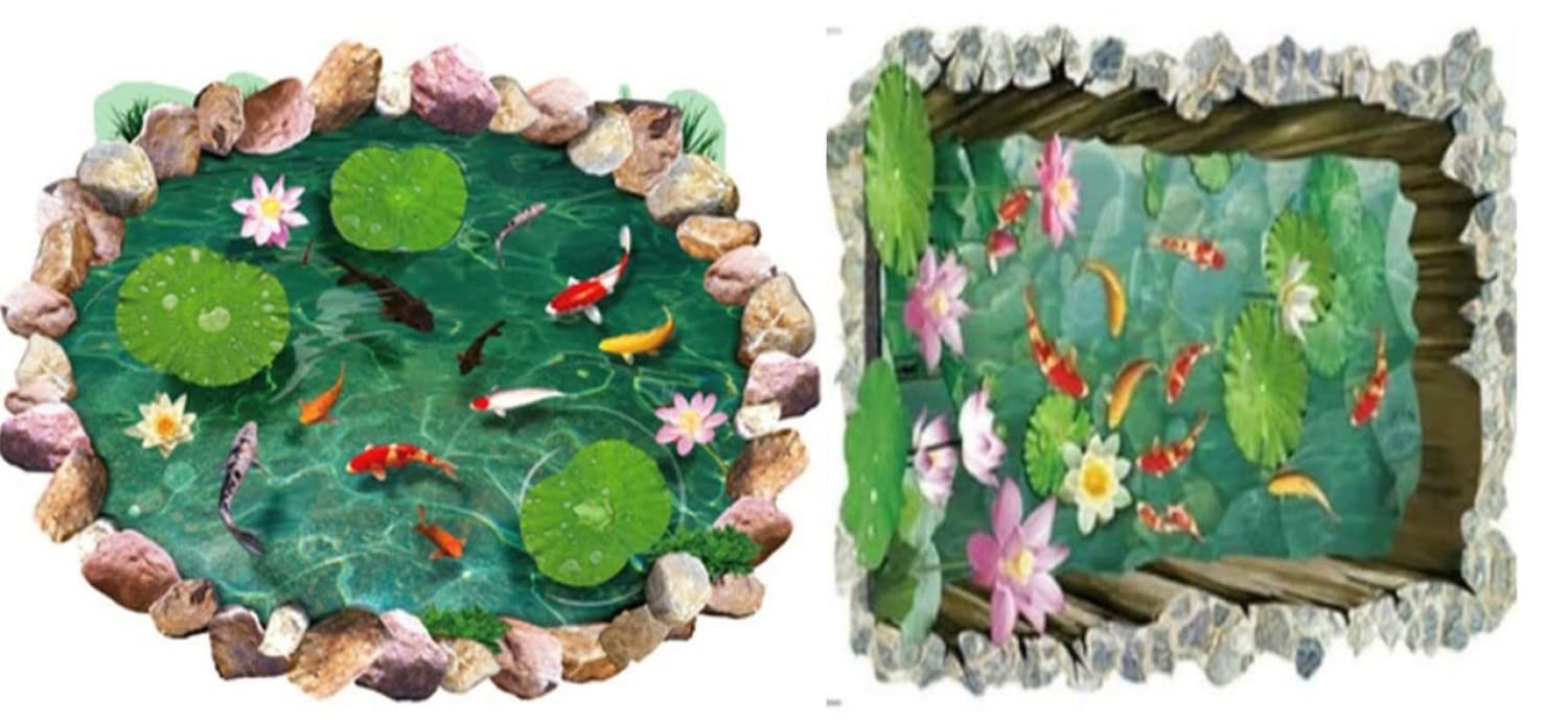JAAMSO ROYALS Green Fish Pond Floor Stickers, Floor Tiles Stickers Waterproof, Tiles Stickers for Floor, Floor Stickers Waterproof, Floor Sticker (Set of 2 Combo Wall Sticker) (B09PG252X8) Amazon Price History, Amazon Price Tracker