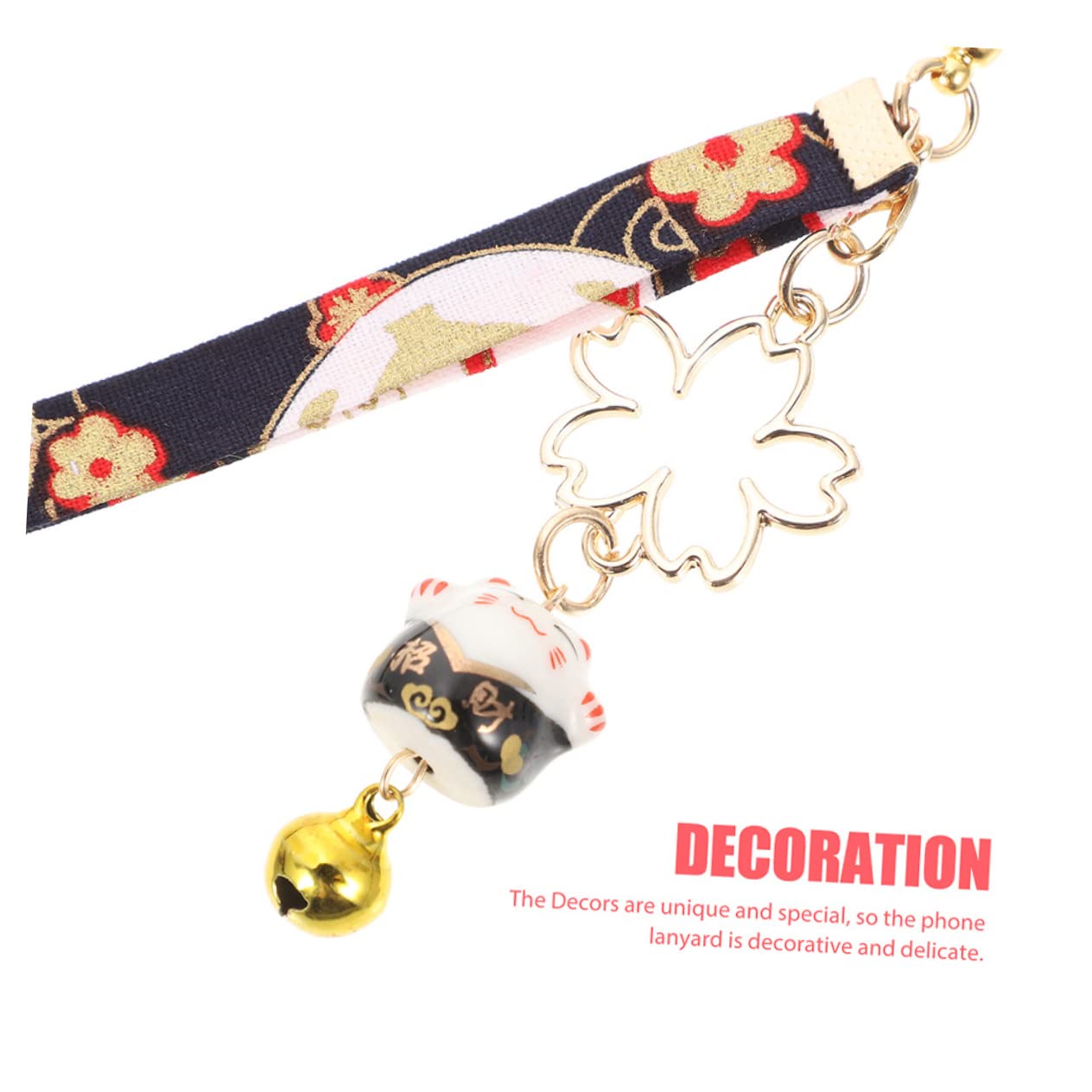 Gadpiparty 16piezas Colgantes De Gato Campana Para Teléfono Lanyards Decorativos De Japonesa Accesorios De Teléfono Móvil Para Buenas Negros y Rojos