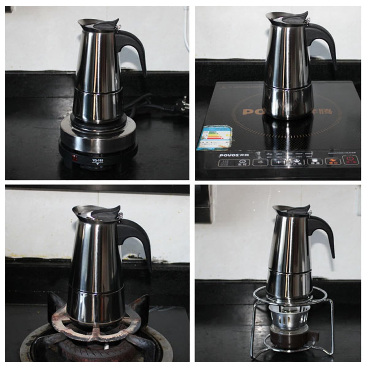Cafetera y Portátil para 12 Tazas de Acero Inoxidable Eléctrica Diseño Moderno y Mango Frío Preparación Rápida para Uso U Oficina