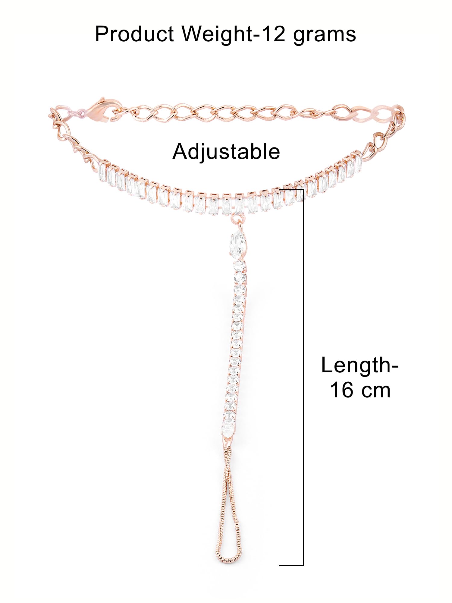 CZ Brass Hand Harness Bracelet For Women