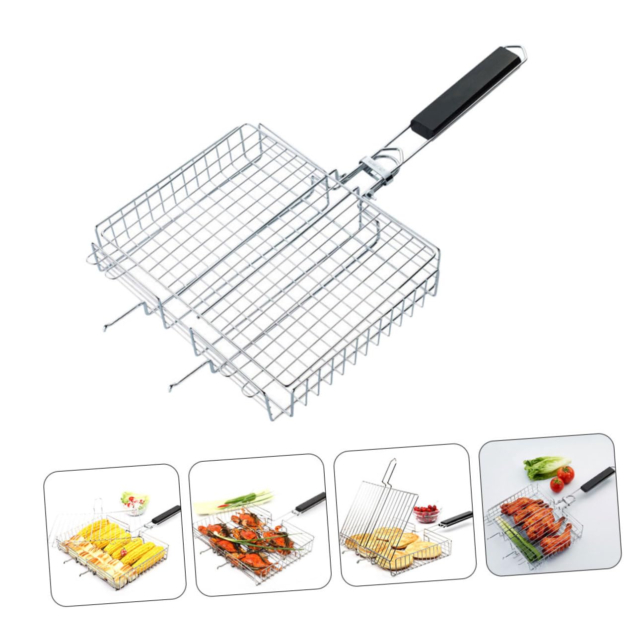 BESPORTBLE Griglia da Barbecue in Acciaio Inox Supporto Portatile per Verdure e Pesce, Accessorio per Grigliare al Carbonella