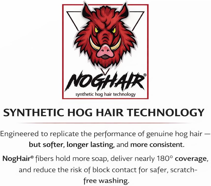 Hi-Tech NogHair Wash Brush – 14" Multi-Level Car Wash Brush TB-14X3CR – Soft Bristles for Scratch-Free Cleaning – for Cars, Trucks & SUVs – Fits Threaded Handle