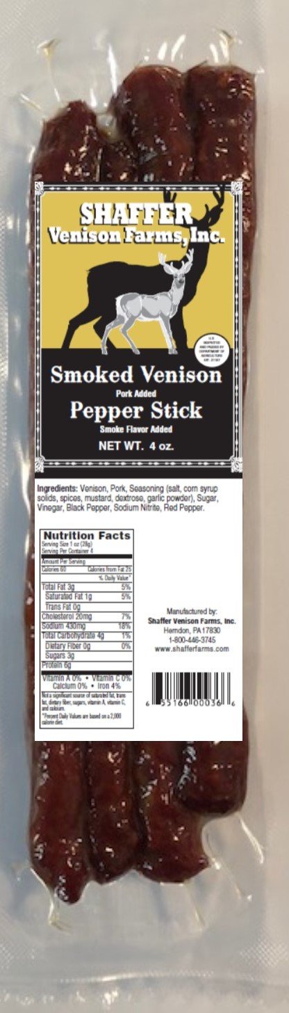 Smoked Venison Pepper Stick 4 oz Pack