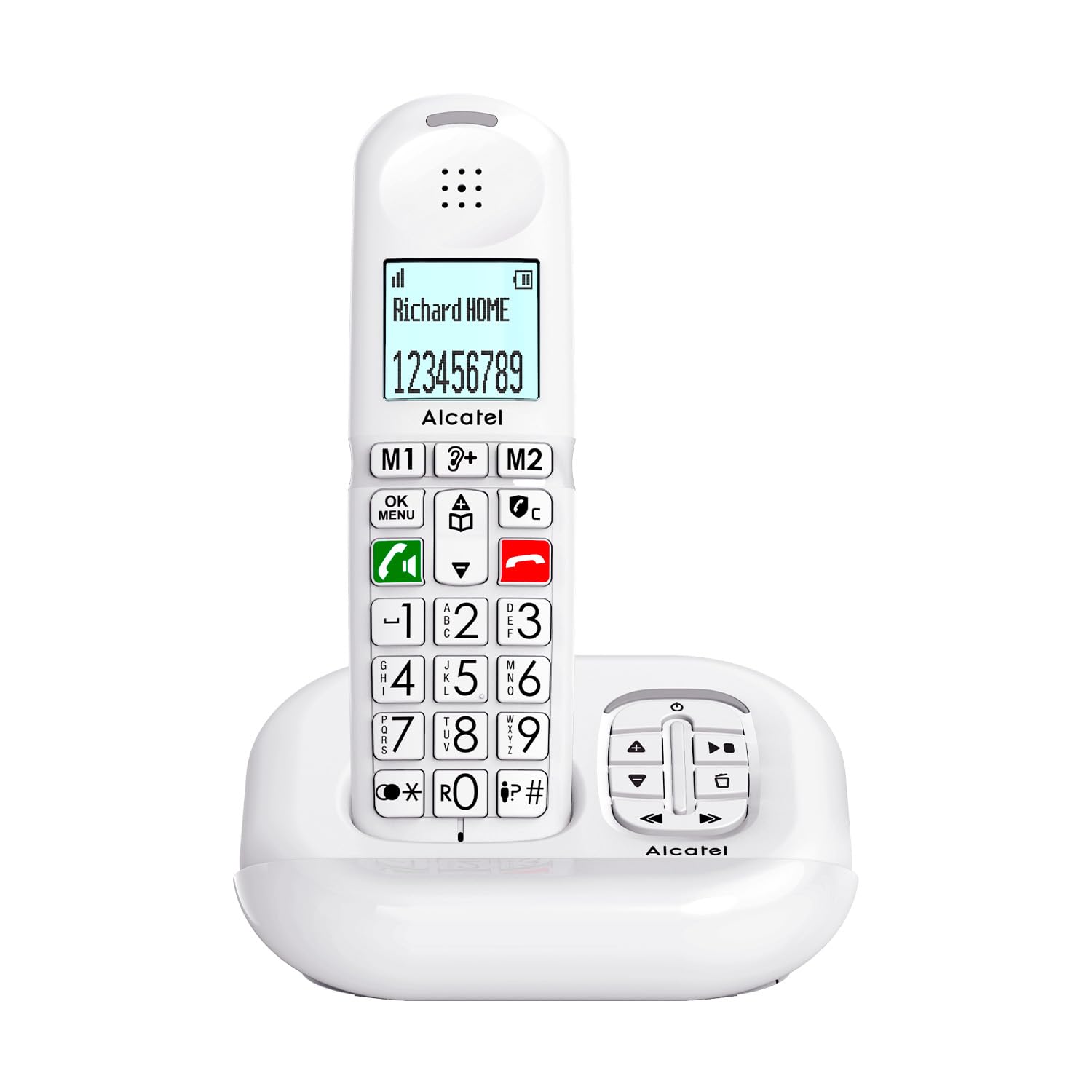 ALCATEL XL685 Voice – Schnurloses Festnetztelefon DECT Senior Format XL mit Anrufbeantworter – Display mit hoher Lesbarkeit – große Tasten – Audio Boost – Freisprecheinrichtung – Anrufsperre – Weiß