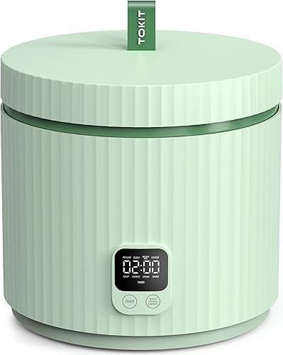 TOKIT Olla arrocera pequeña de 3 tazas sin cocinar6 tazas cocidas, moderna y multifuncional con temporizador de 24 horas y calentador para 1-3