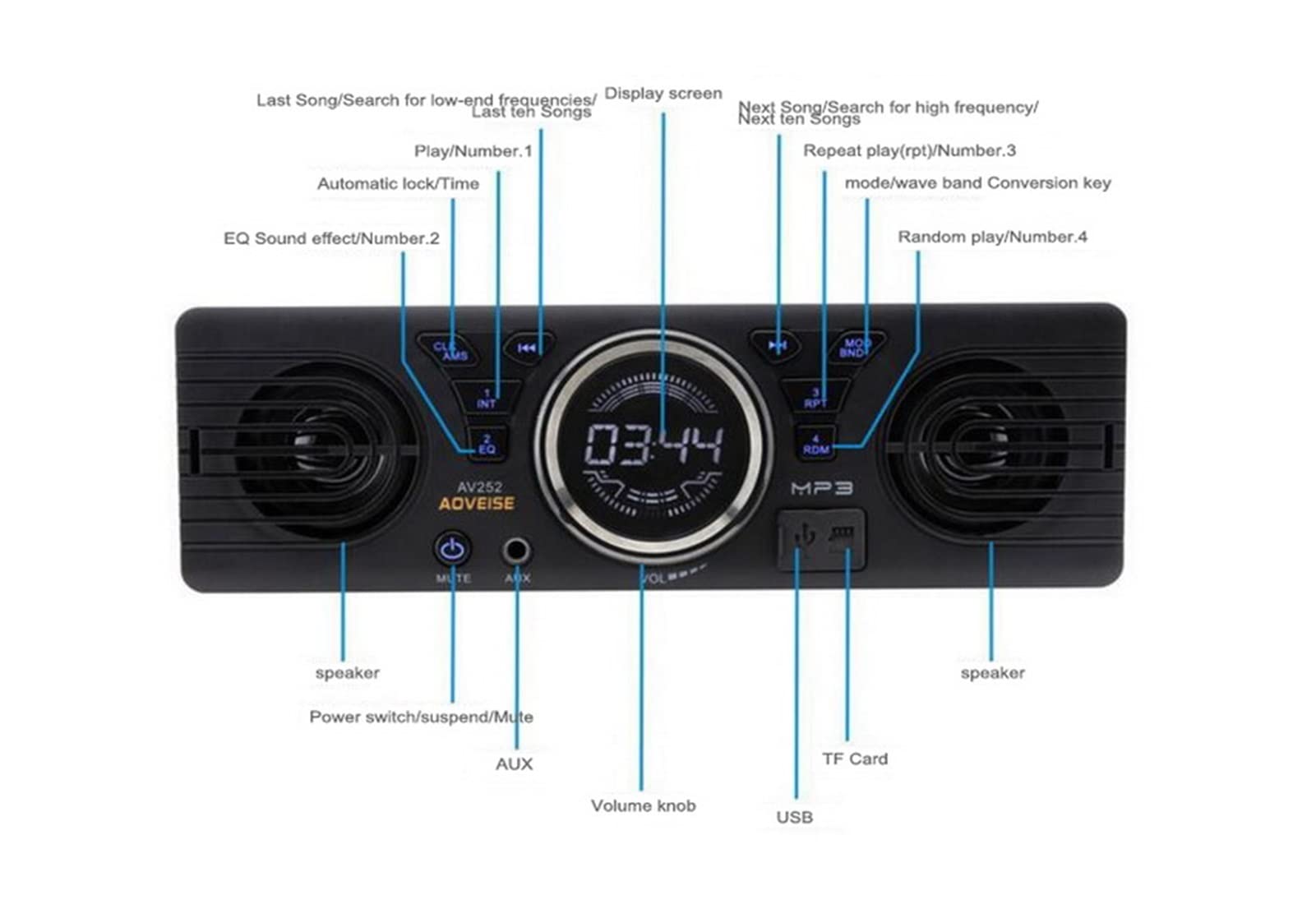 Car Stereo Radio Remote contract Multiple EQ MP3/WMA/WAV player 1 2V MP3 Gracz FM/SD/USB/AUX Bluetooth Audio Stereo Przenośny(520 12V)