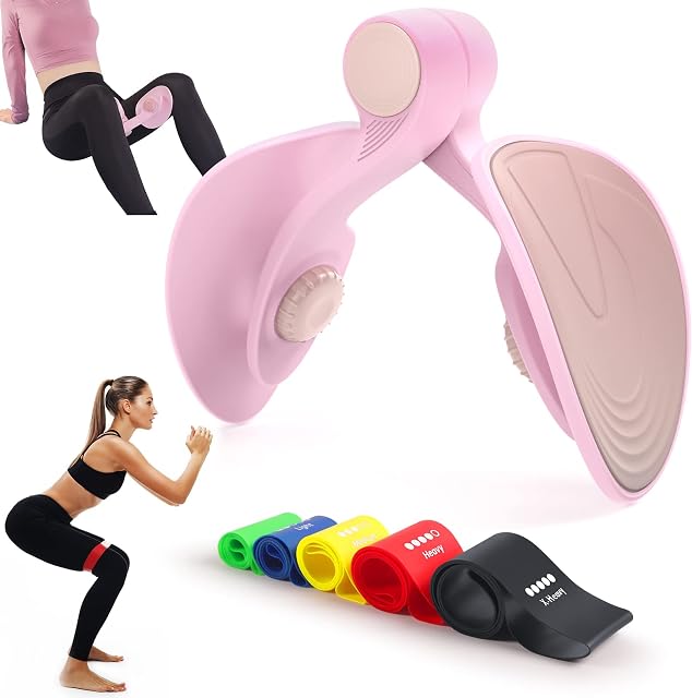 Spopal Pelvic Floor Strengthener for Women, [5 Resistance Bands] Kegel Devices for Women & Men Leg Pelvic Floor Trainer for Postpartum Rehabilitation, Correction Beautiful Buttocks (Pink)