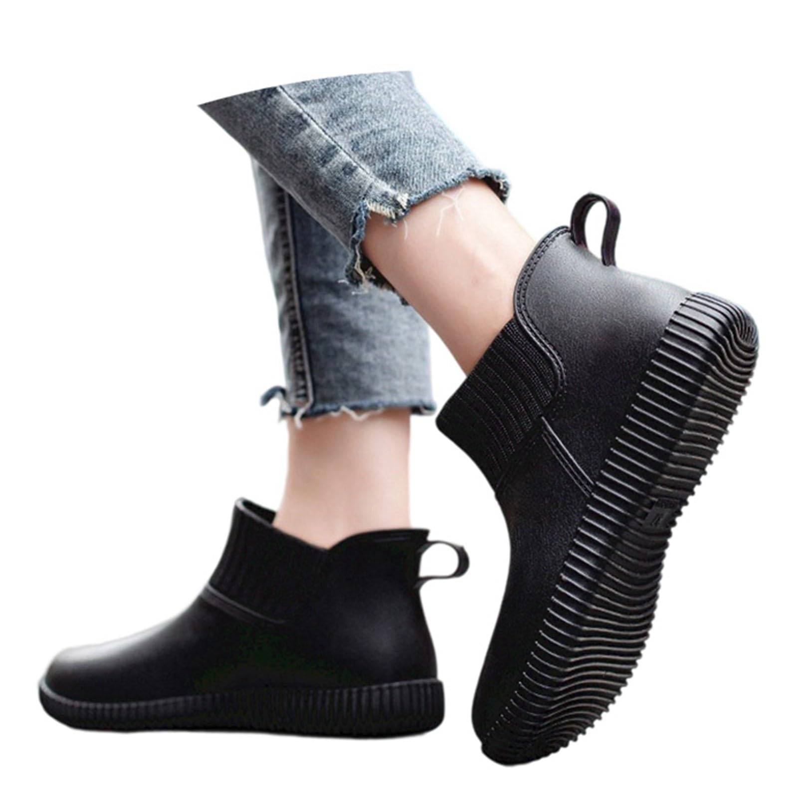 Gummistiefel Damen Halbhoch Für Garten - Transparent Regenschuhe Sommer wasserdichte Weit Regenstiefel Gummistiefel Halbhoch Leicht rutschfest Gartenschuhe Reitstiefel Bequem Mit Absatz Stiefeletten