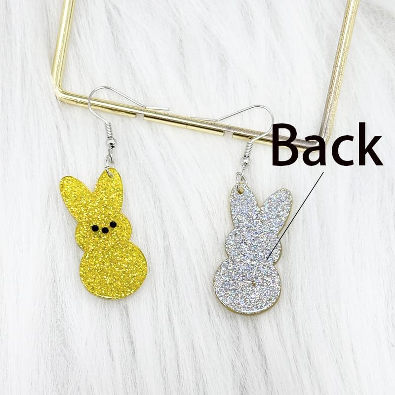 Easter Dangle Earrings Cute Funny Acrylic Colorful Glitter Rabbit Egg Bunny Sparkle Spring Earrings For Women Fashion Holiday Happy Easter Jewelry Gift - Image 3
