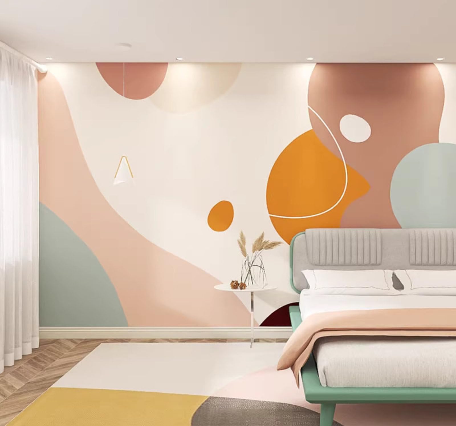 Hand Drawn Colourful Irregular Geometric Shapes 3D Wallpaper Easy Install Feature Office Living Room Sofa Bedroom TV Background Wall Decoration-350cm×256cm
