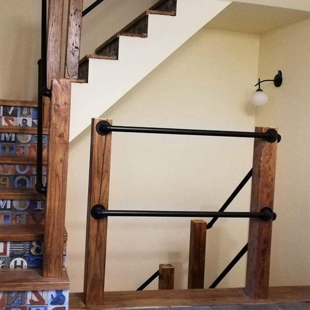 LWJSOCP Stair handrail Wrought Iron Stair Handrail, Stair Railing Indoor for Elderly Safety Wall Mount for Bathroom Outdoor Corridor Loft Stairs, Black