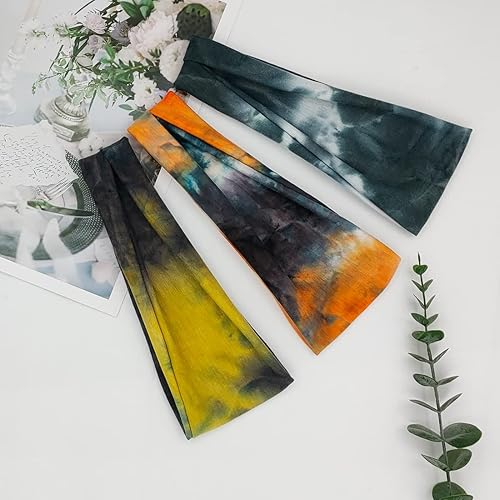 Miniatura 4 de Diademas para mujer, diadema ancha de entrenamiento, bandas para la cabeza de yoga para mujer, accesorios para el cabello, banda de moda, Tie Dye,