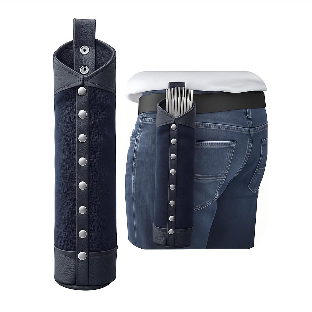 Canvas and Leather Welding Rod Bag,Canvas Rod Holder Welding Electrode Storage Can Welding Tools Rod Bag