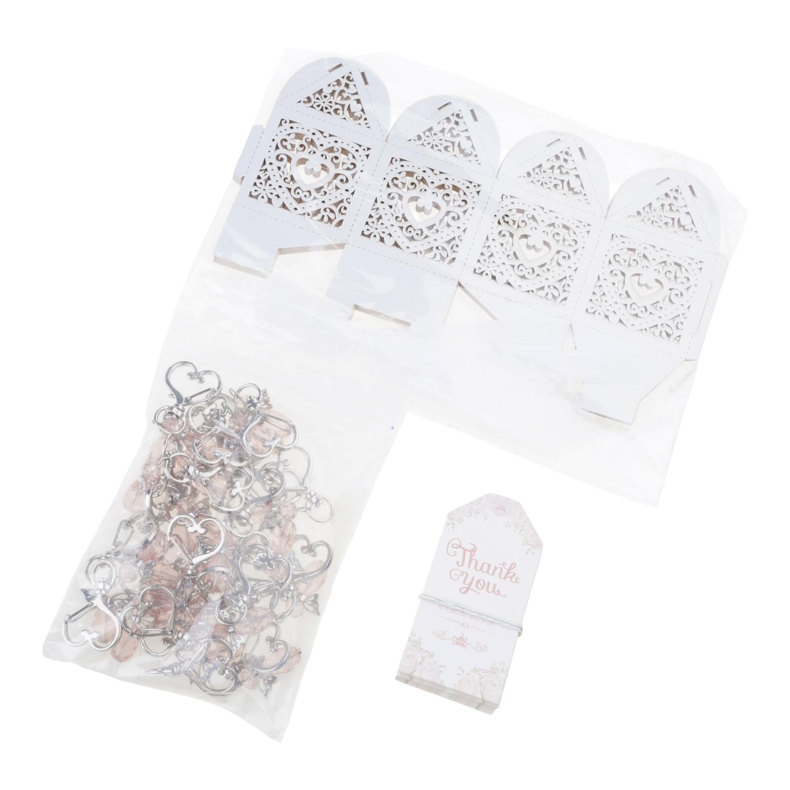 Tsophreniq 24 Pieces Baptisms Favor with Metal Hollow Keychains and Thank You Cards Bridal Showers Accessories Metal Keychains