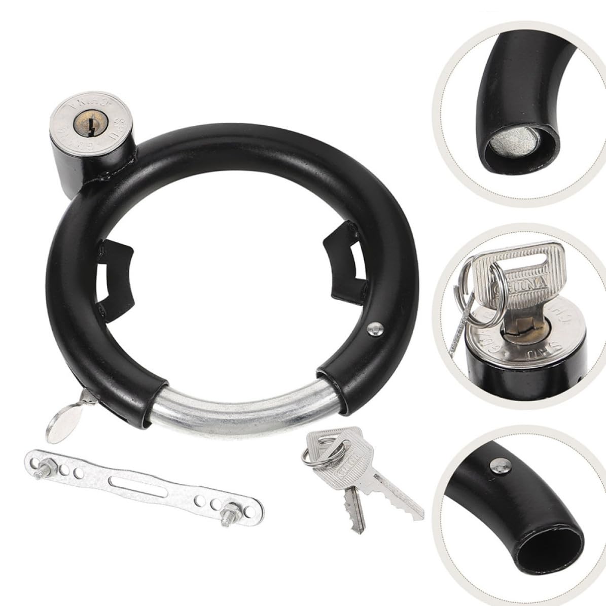 ARTIBETTER 3 Set Lucchetto per Bicicletta Antifurto, Catena per Bici in Acciaio Inox Nero, Resistente All'usura e Antigraffio, per Mountain Bike e Bicicletta,