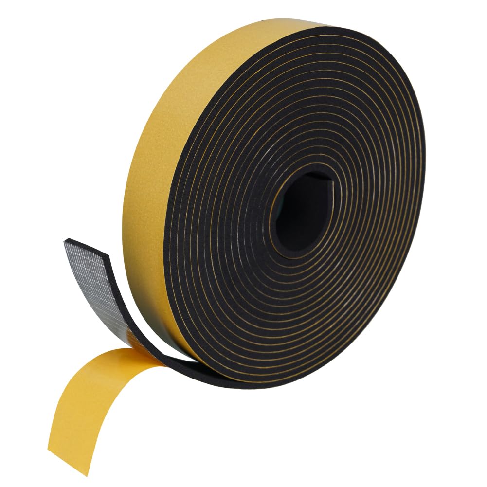 flintronic Dichtungsband für Türen Fenster 25mm(B) x3mm(D)10m(L) Selbstklebend Schaumstoffband Türdichtung Fenster, Gummidichtung für Kollision Siegel Schalldämmung Weiß