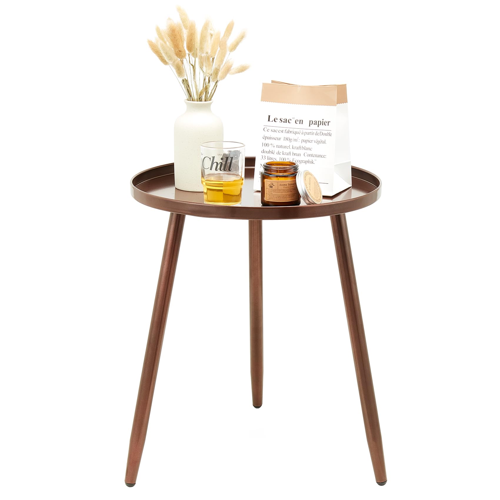 Round End/Side Tables for Living Room, Bronze Modern Accent Table, Ideal for Any Room-Side Tables Living Room, Bedroom