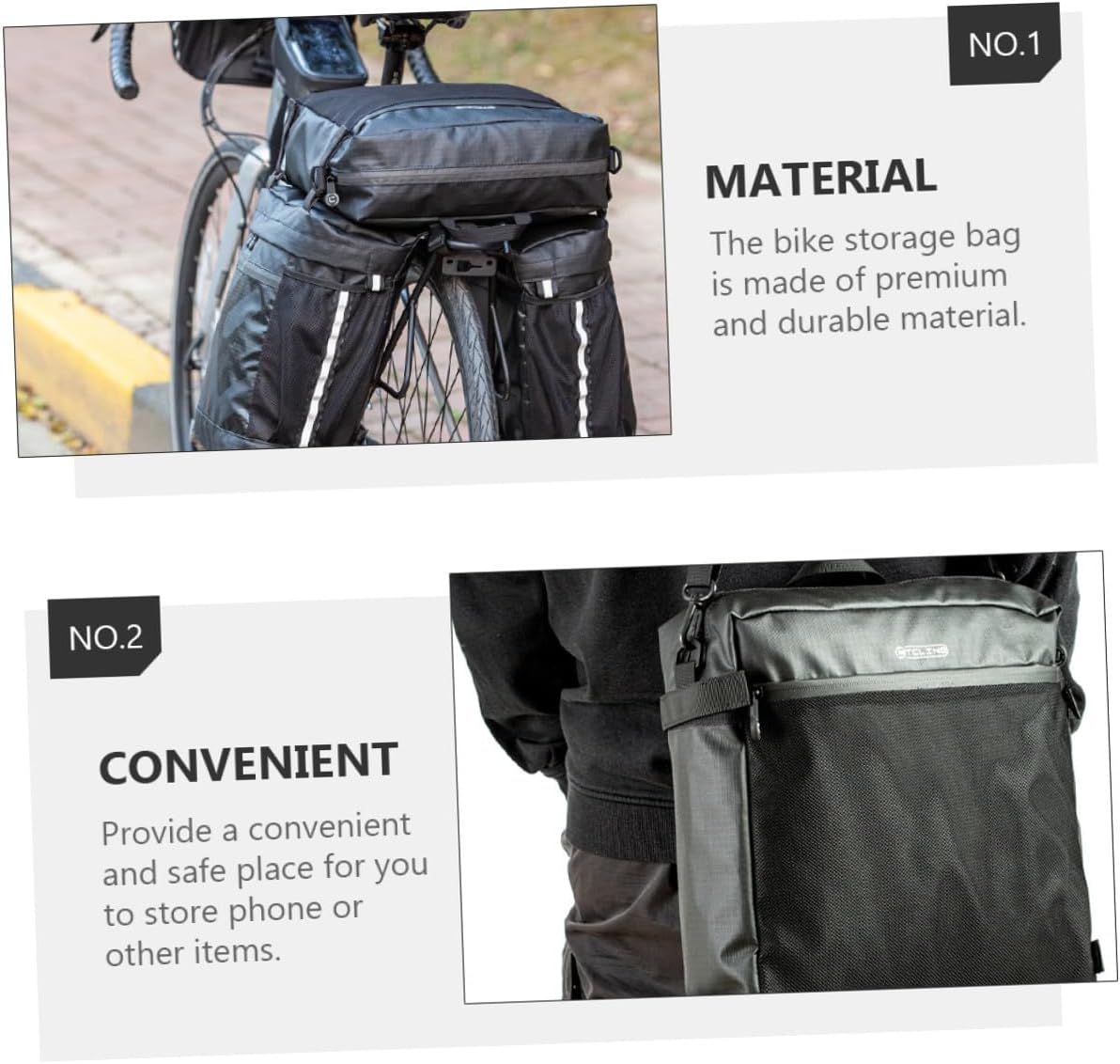 VICASKY Bicycles Rear Saddle Bag 50l Waterproof Cycling Pannier Bag Mountain Bike Carry for Long-distance Touring and Commuting