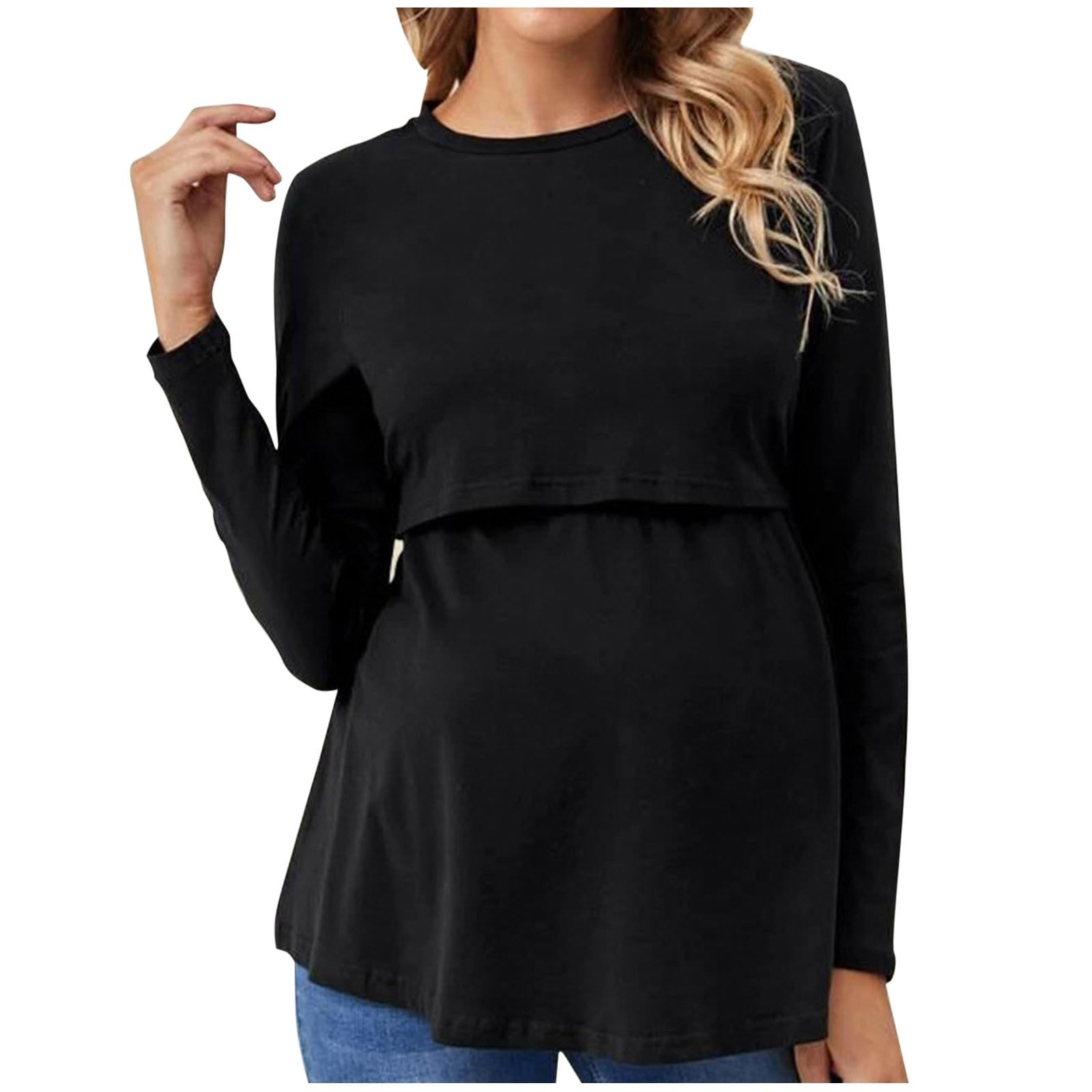 Maglietta Allattamento Premaman Maglia Manica Lunga T Shirt Camicia di maternità Gravidanza Camicetta Donna Elegante Regali La Mogliemaglia