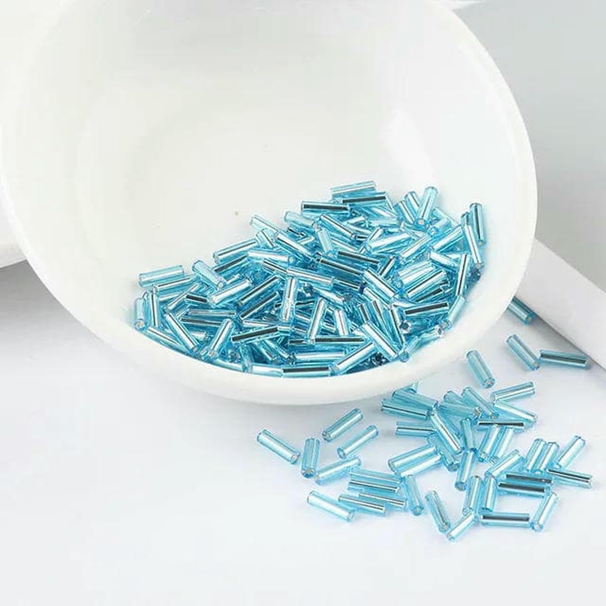 Perles tube en verre de style graine tchèque 2x6mm pour haute couture et broderie