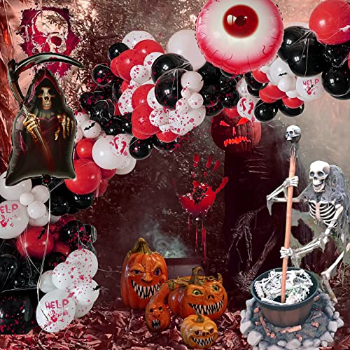 Felice Arts Blood Splatter Balloon Arch Garland Kit White Red Bla...
