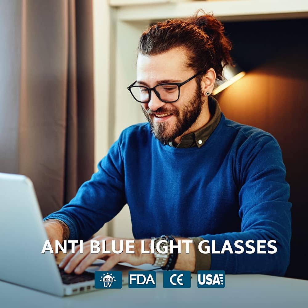 Cyxus Blue Light Blocking Glasses Men Women Computer Gaming Glasses Rectangle TR90 frame Anti Eyestrain UV400