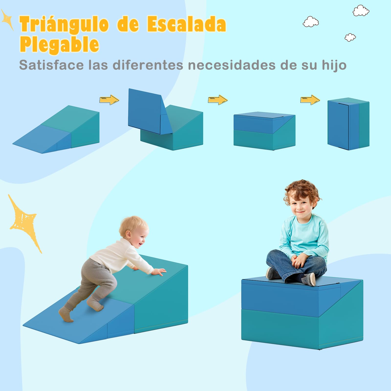 GOPLUS Bloques de Escalada de Espuma para Niños con Revestimiento de PU Extraíble, Juego de Juguetes de 8 Piezas para Bebés y Niños Pequeños para Habitación Infantil (Rojo)