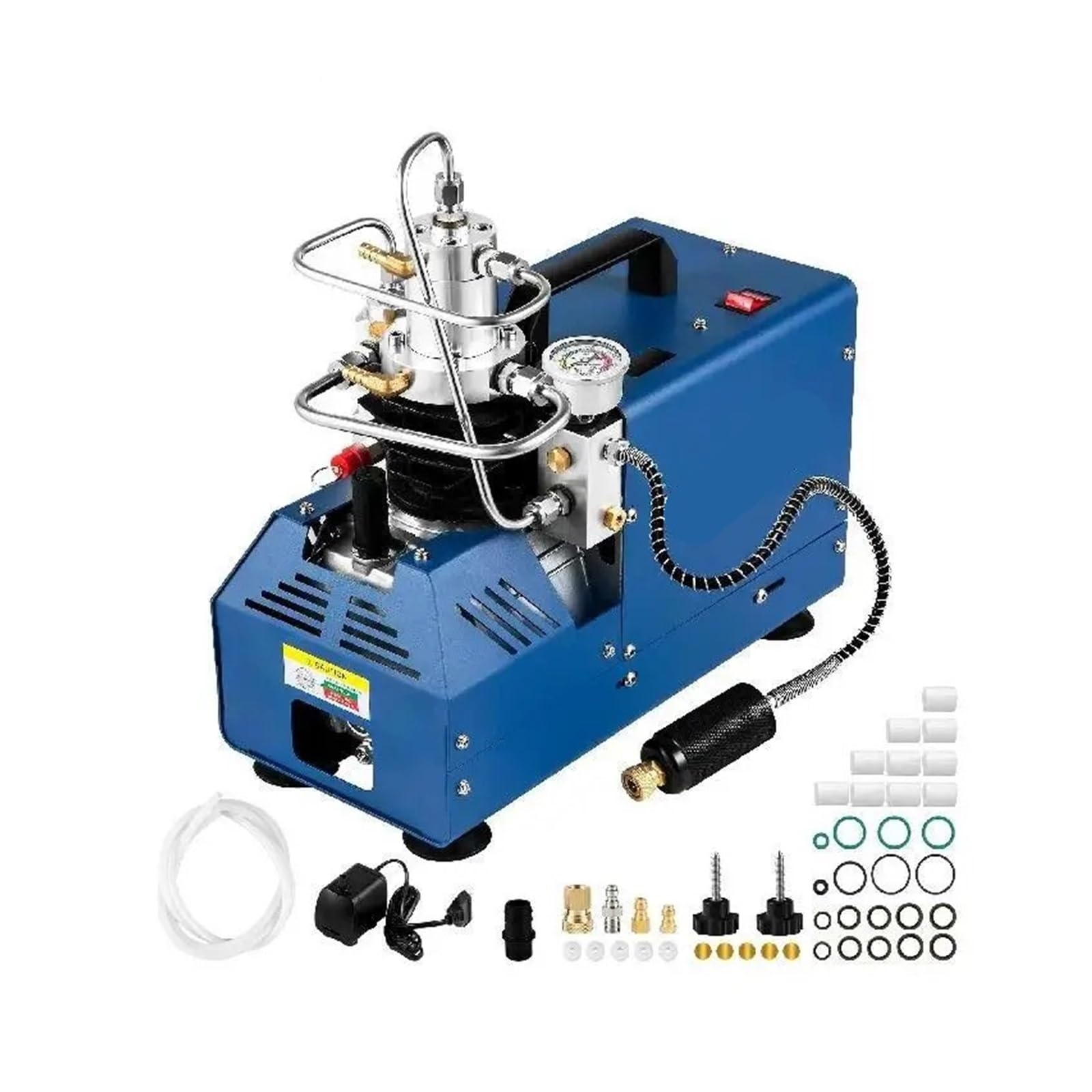 1800W High Pressure PCP Air Compressor Pump 4500PSI/30MPA/300BAR Manual Stop for Paintball, Air Rifle, Diving Bottle