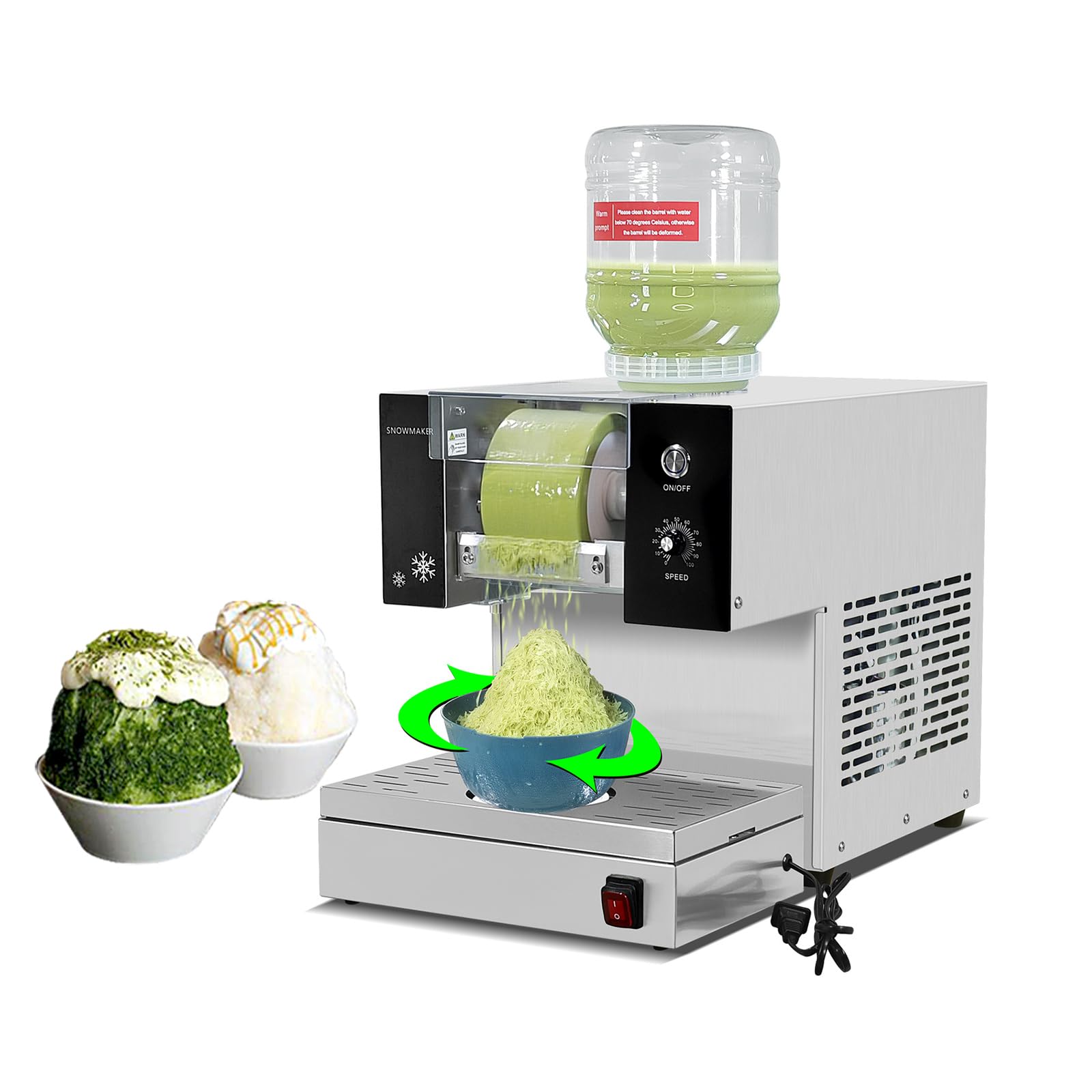 新古品 業務用スノーフレークアイスマシーン ZB-XBJ124F 120kg/日 プロのスノーフレークアイスクリームマシン、4バレル、レインボー