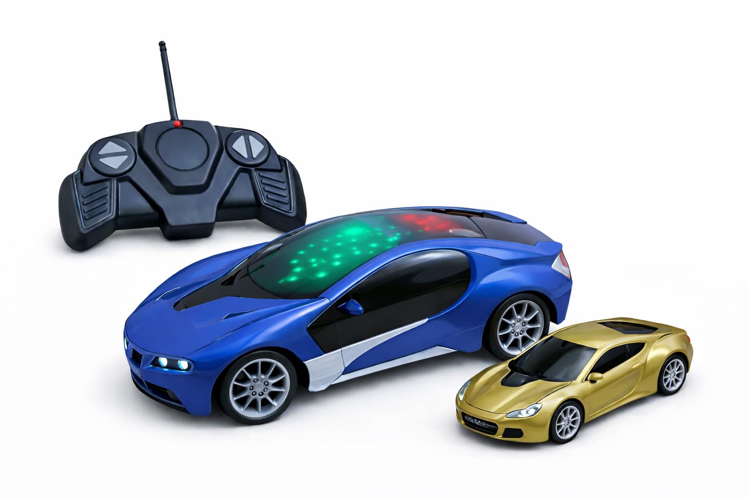 Rechargeable Remote Control Car for Kids and Children with Free Hot Wheels Car, 3D Lights Famous RC High Speed Racing Car, Rechargeable Battery Toy for Boys & Girls Age 3+ (Blue)