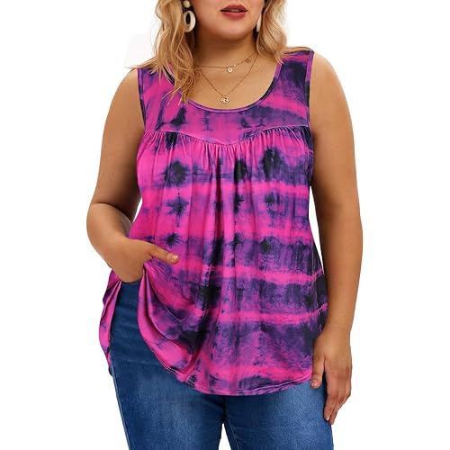 TIYOMI Plus Size Floral Tank Tops for Women Sleeveless Shirts Summer Tunic Tank Tops Flowy Camisoles XL-5XL