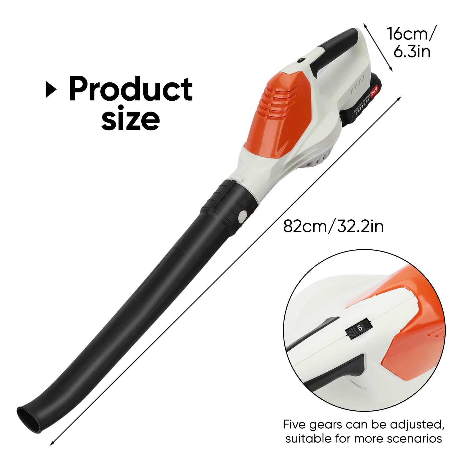Soplador de hojas inalámbricas, velocidad del viento, 150 Mph, 5 velocidades, volumen de aire 180 CFM, ligero y ergonómico, para hojas caídas, nieve, polvo (2 baterías, 1 cargador)
