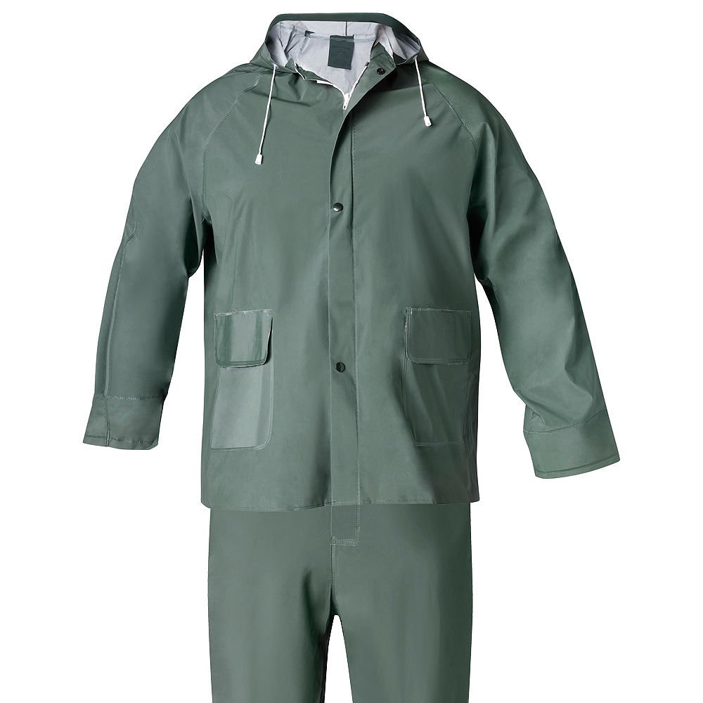 Ensemble imperméable veste pantalon pluie PVC vert Wolfpack 15010007