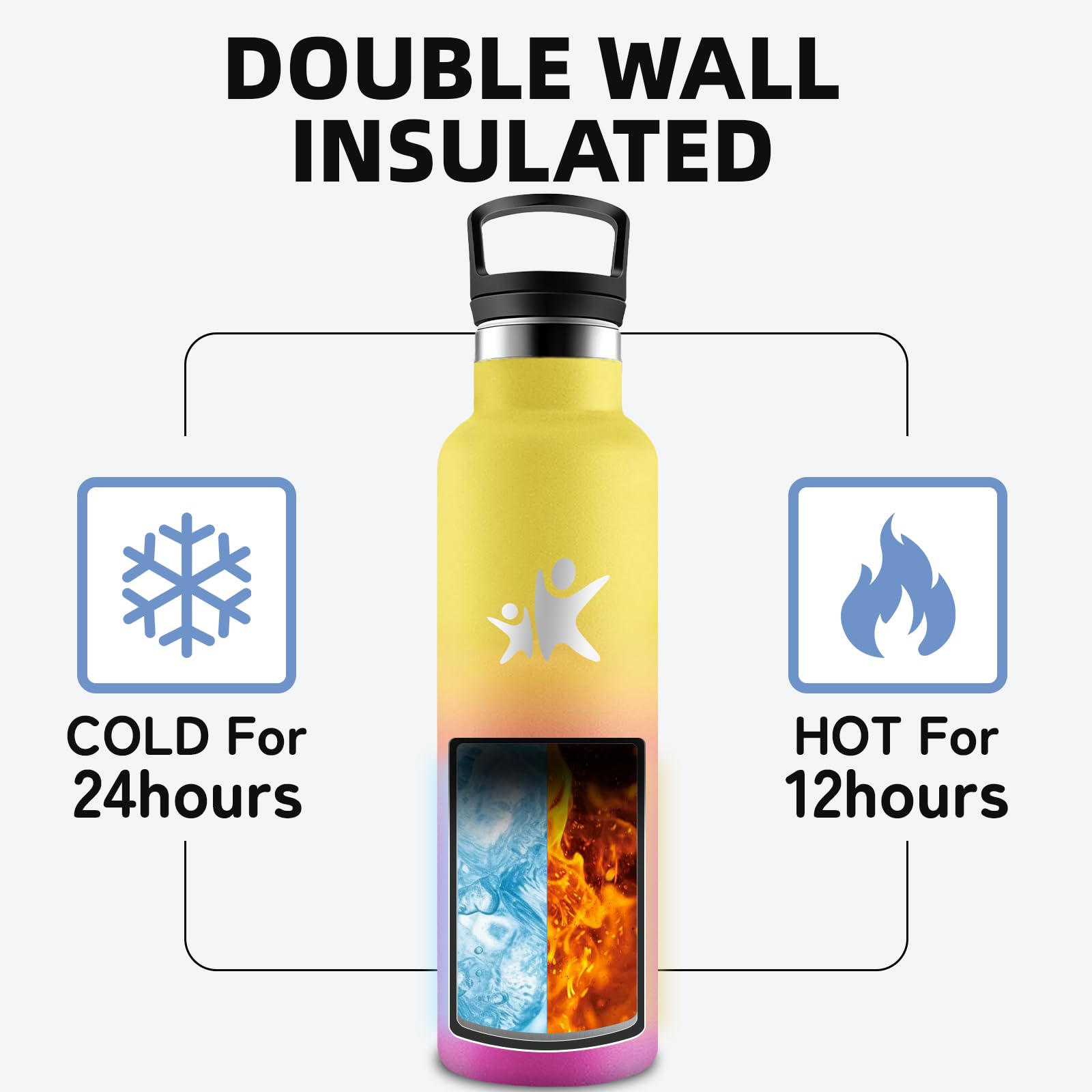 Borraccia Termica- Borraccia 1 litro- Bottiglia Termica Senza BPA- Con filtro e Cannuccia- Borracce Termiche- Mantiene Caldo per 12 Ore/Freddo 24 Ore, Borracce per Trekking, Sport, Ciclismo