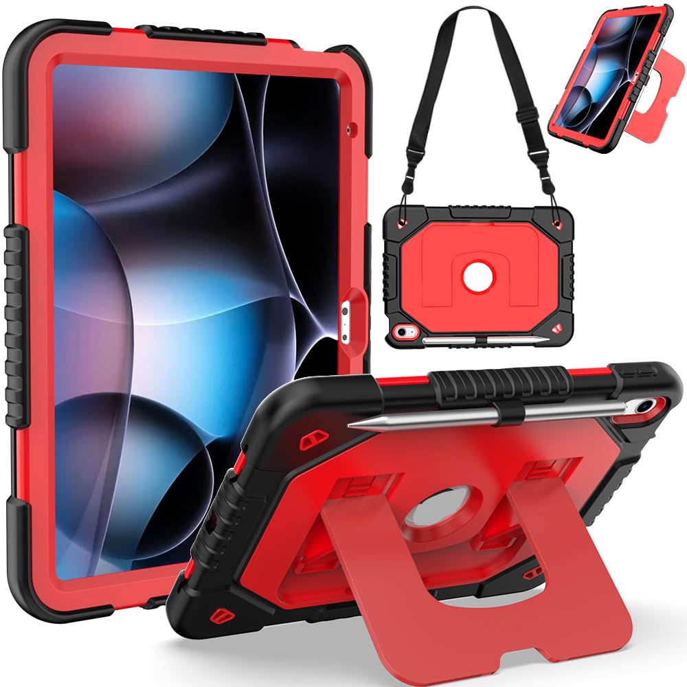 Coque de protection iPad 11" de qualité militaire avec béquille robuste rouge