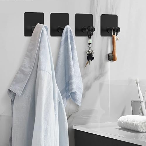Miniatura 9 de Quavzotu Ganchos autoadhesivos para toallas, sin clavos, ganchos adhesivos impermeables resistentes, ganchos para toallas para bata, ganchos para