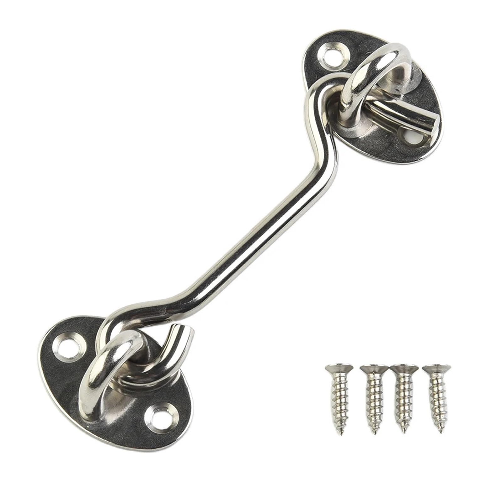Hook and Eye Latch, Cabin Shed Stainless Steel Hook and Eye Door Latch Pack of 8 4 and inch(4 inch)