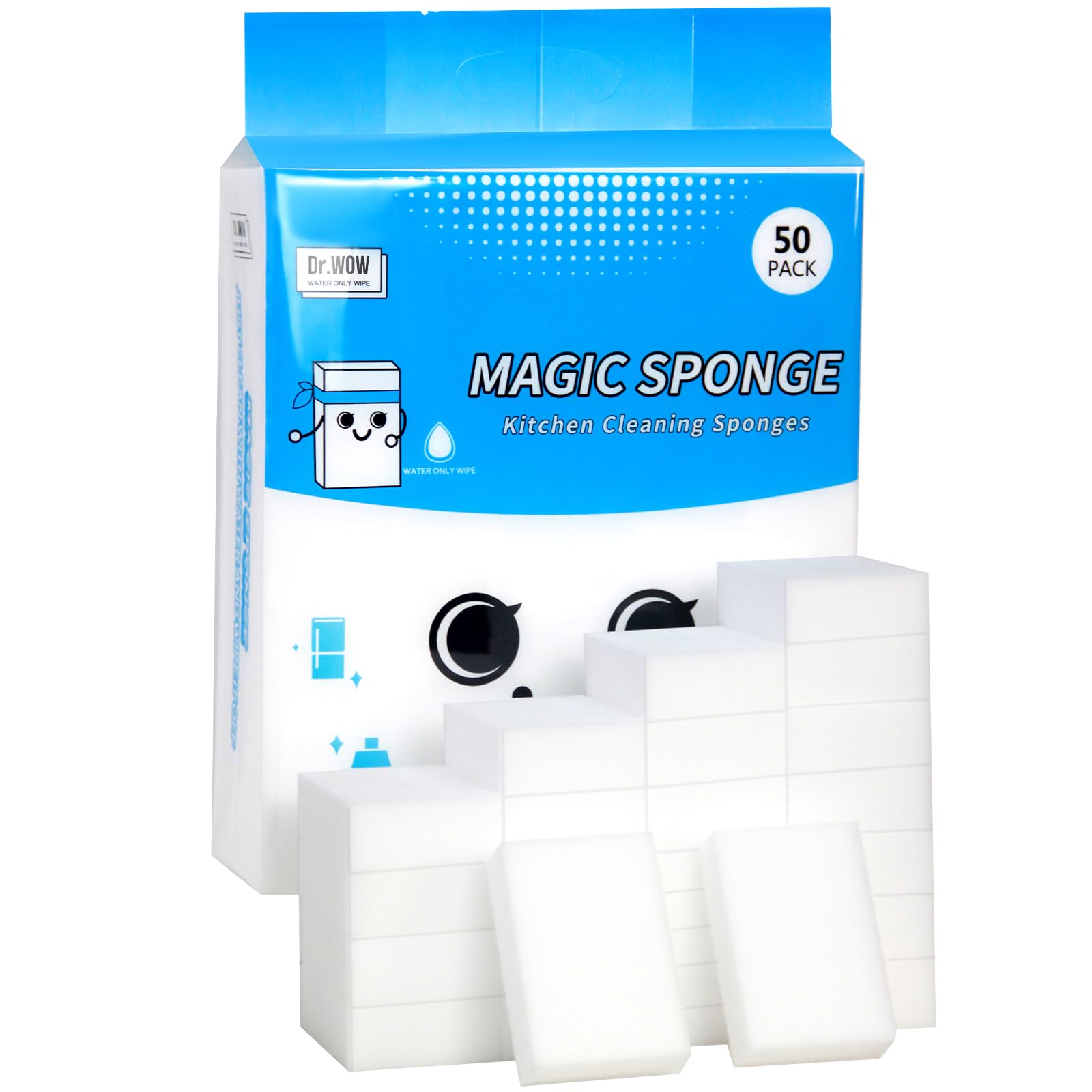50-Pack Melamine Sponges 1.18in - Kitchen & Bathroom Scrub Pads (Extra-Thick)