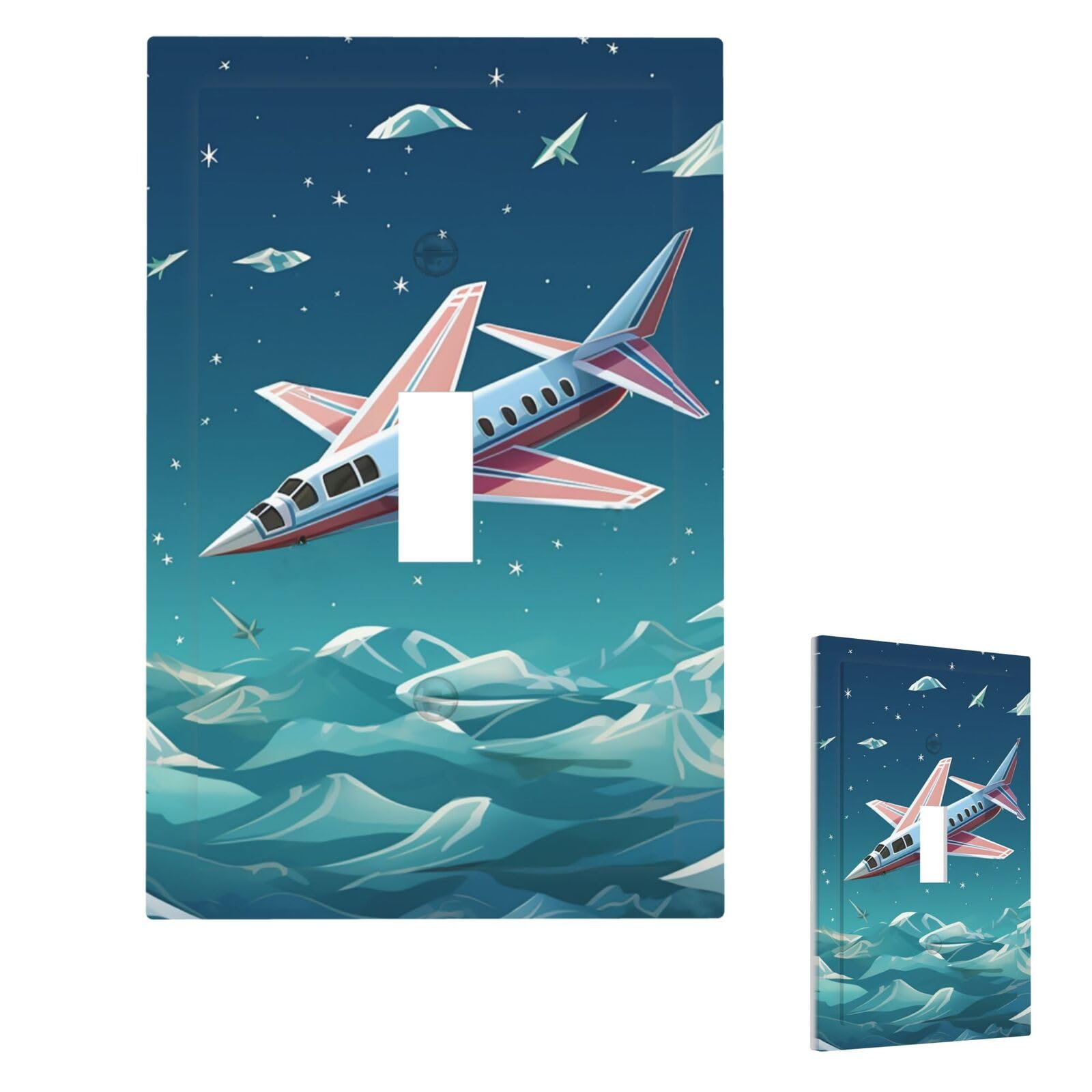 Paper Plane Wall Plate Cover Single Toggle, Modern Decorative Light Switch Cover Unbreakable Receptacle Outlet Covers for Living Room Bedroom Decor