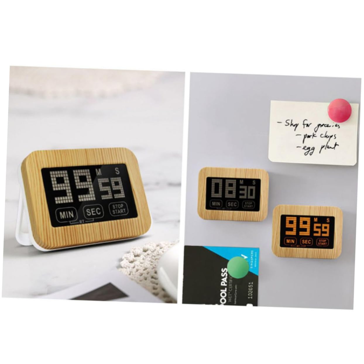 Amosfun 3 Pièces minuterie pour la Maison Timer minuteurs magnette minuterie magnétique de Cuisine magnétique de Cuisson Dispositif de chronométrage magnétique Khaki