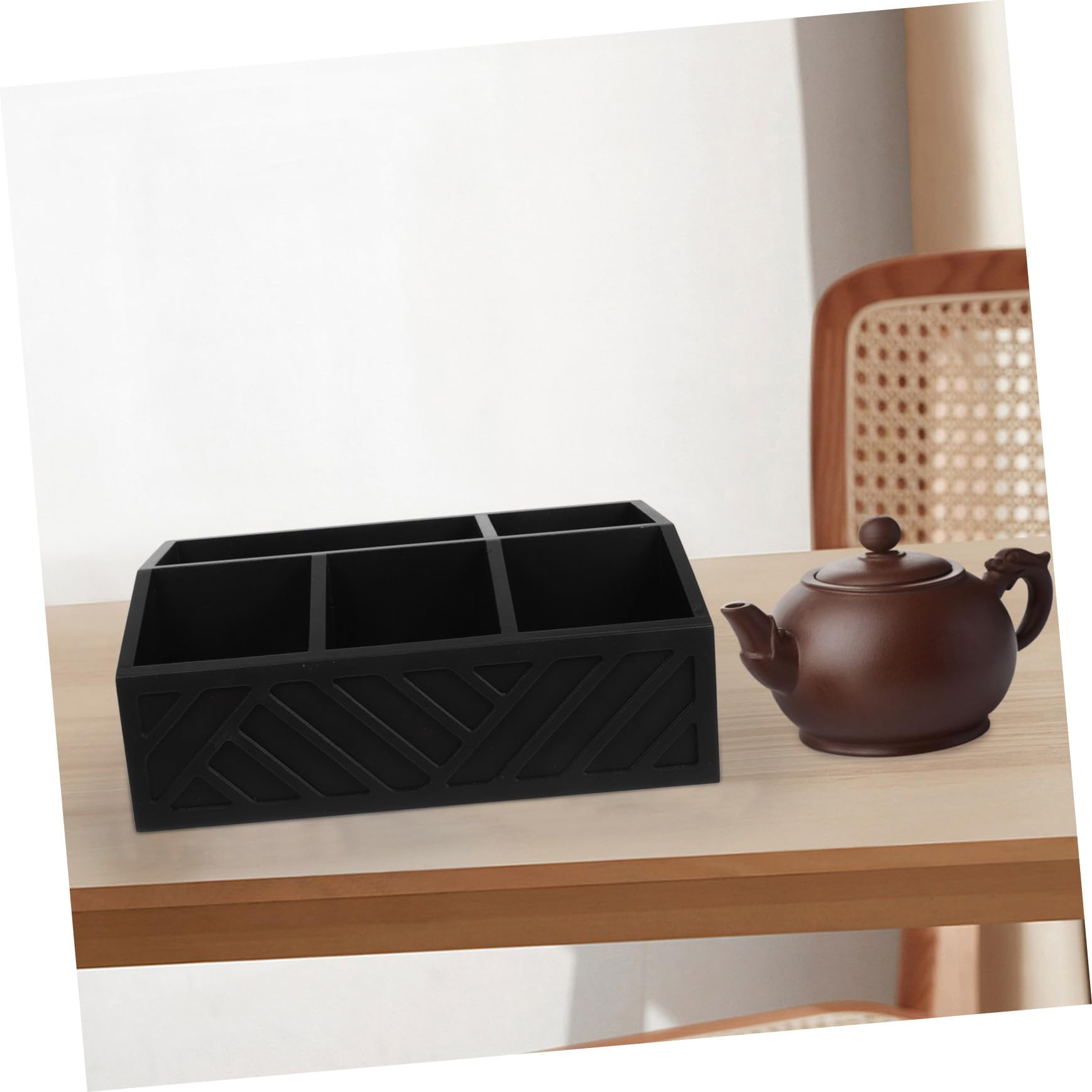 Boîte de Rangement Compartimentée en Bois Massif pour Sachets de Thé et Café, Organisateur de Comptoir Polyvalent, Grosse Capacité, pour Maison, la Cuisine et Bureau, 1 Unité