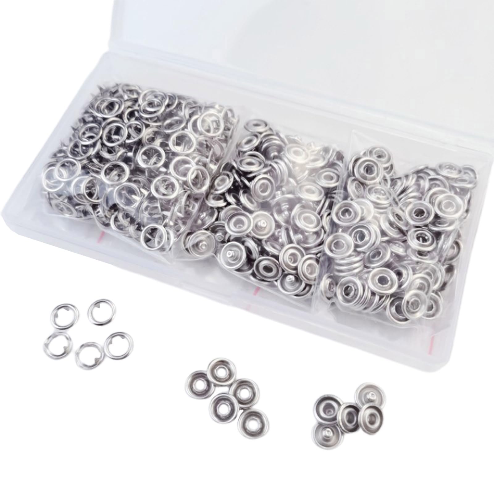 Stainless Steel Hollow Five Button Set Perfect for Sewing Project (150 Sets, 9.5mm) Five-Claw Snap Fastener