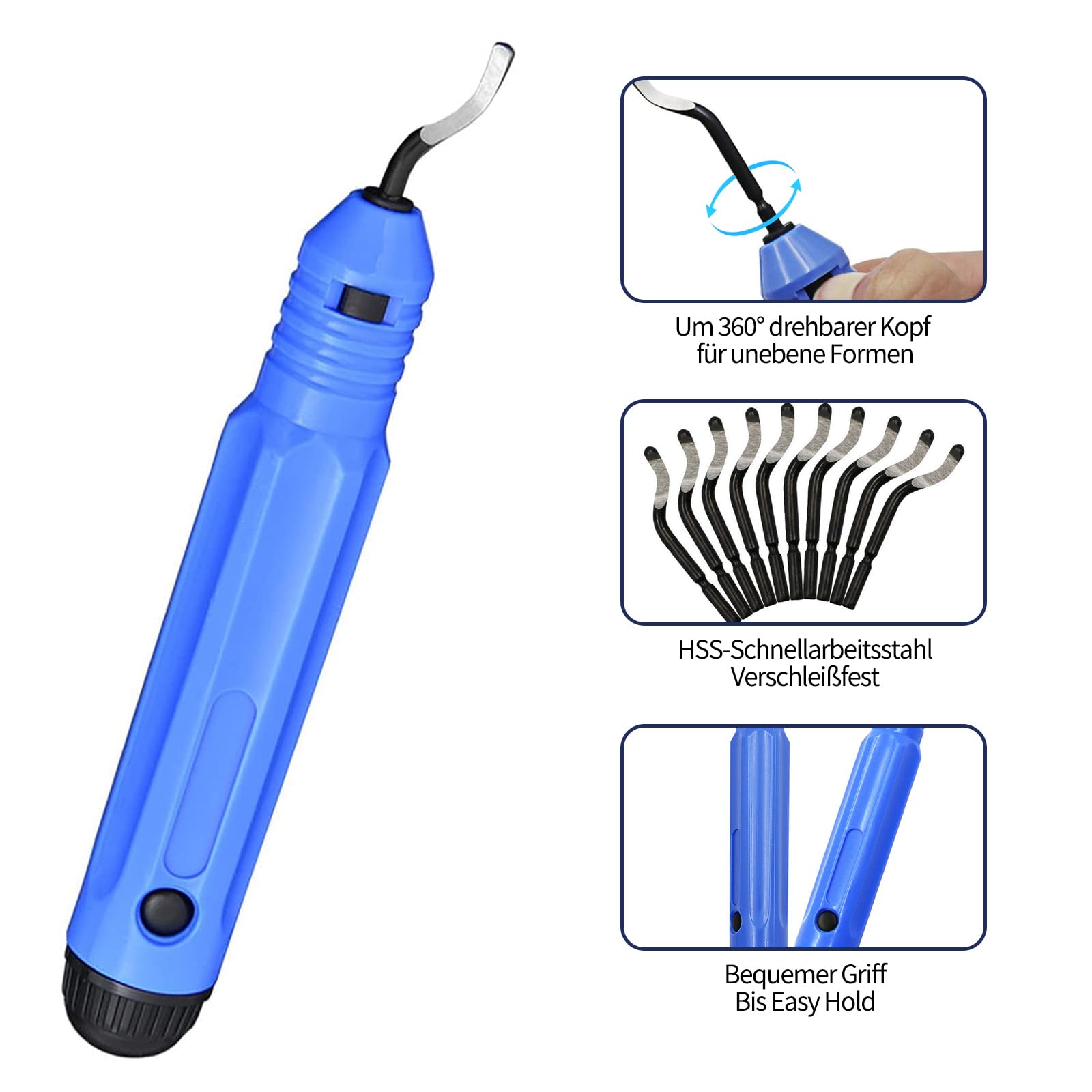 Set Sbavatore Manuale Con 10 Lamette E 5 Lime Diamantate Per Metallo, Plastica E Stampanti 3D
