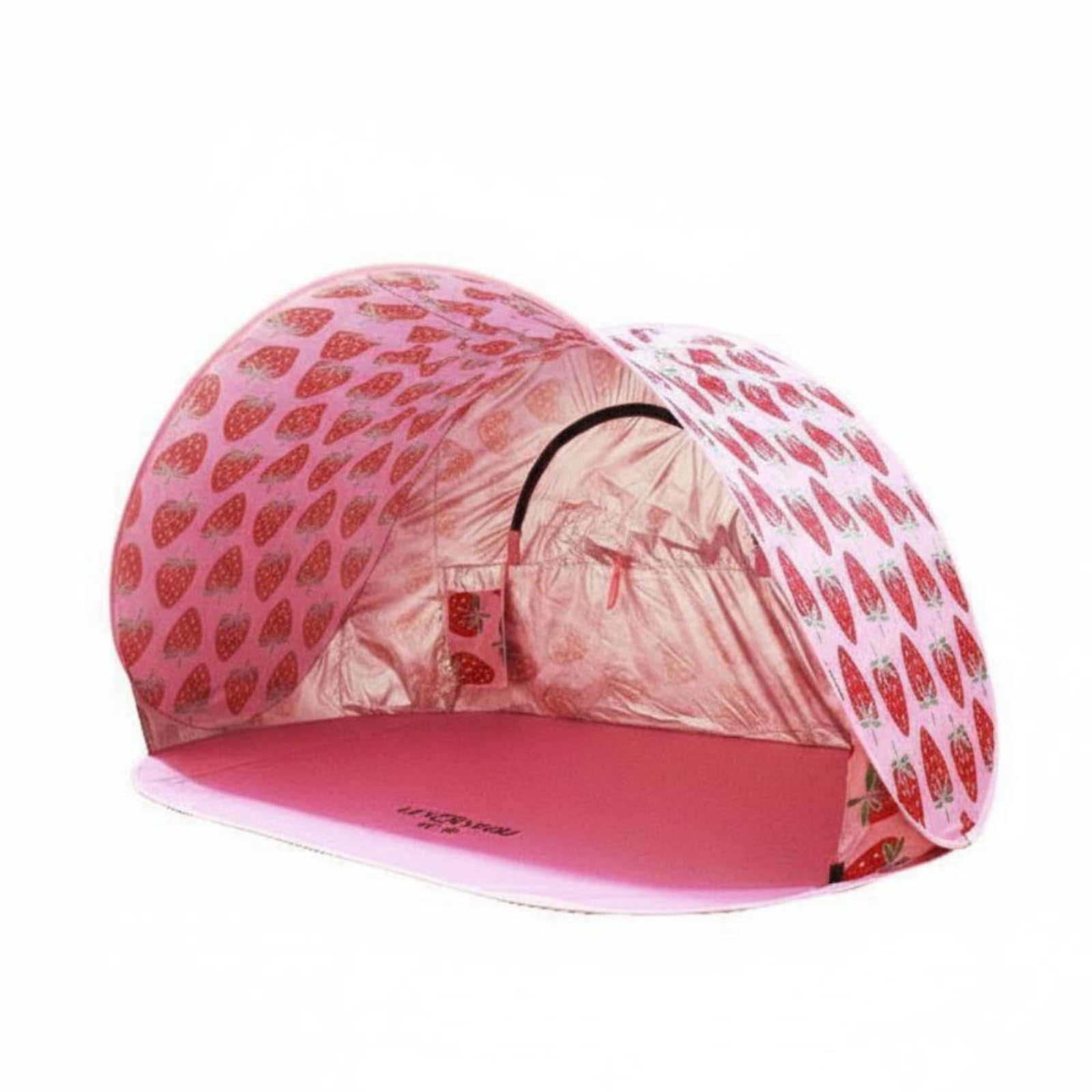 Tienda de Playa para Niños Tienda Sombrilla Refugio Parasol Canopy Automática con sin Varillas Complejas Tela 190T con Capa Plateada, Fresa, Sin Puerta
