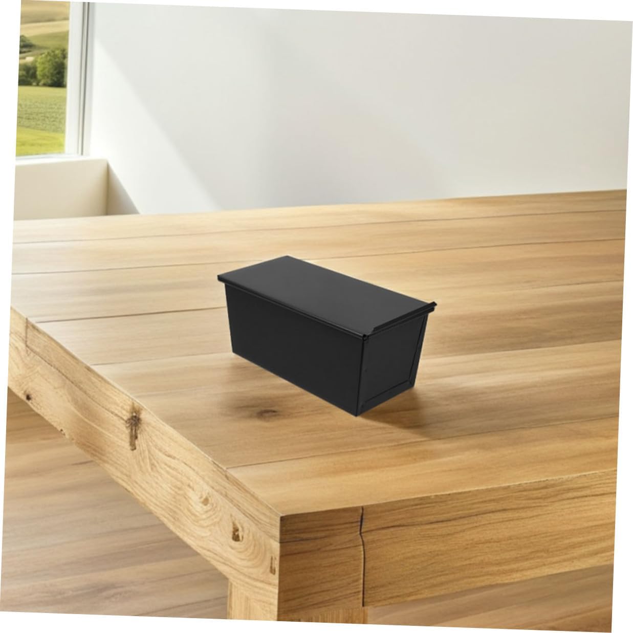 Black Stainless Iron Loaf Pan with Sliding Lid 1000g Nonstick Bread Mold for Oven Toast Baking Homemade Sandwiches