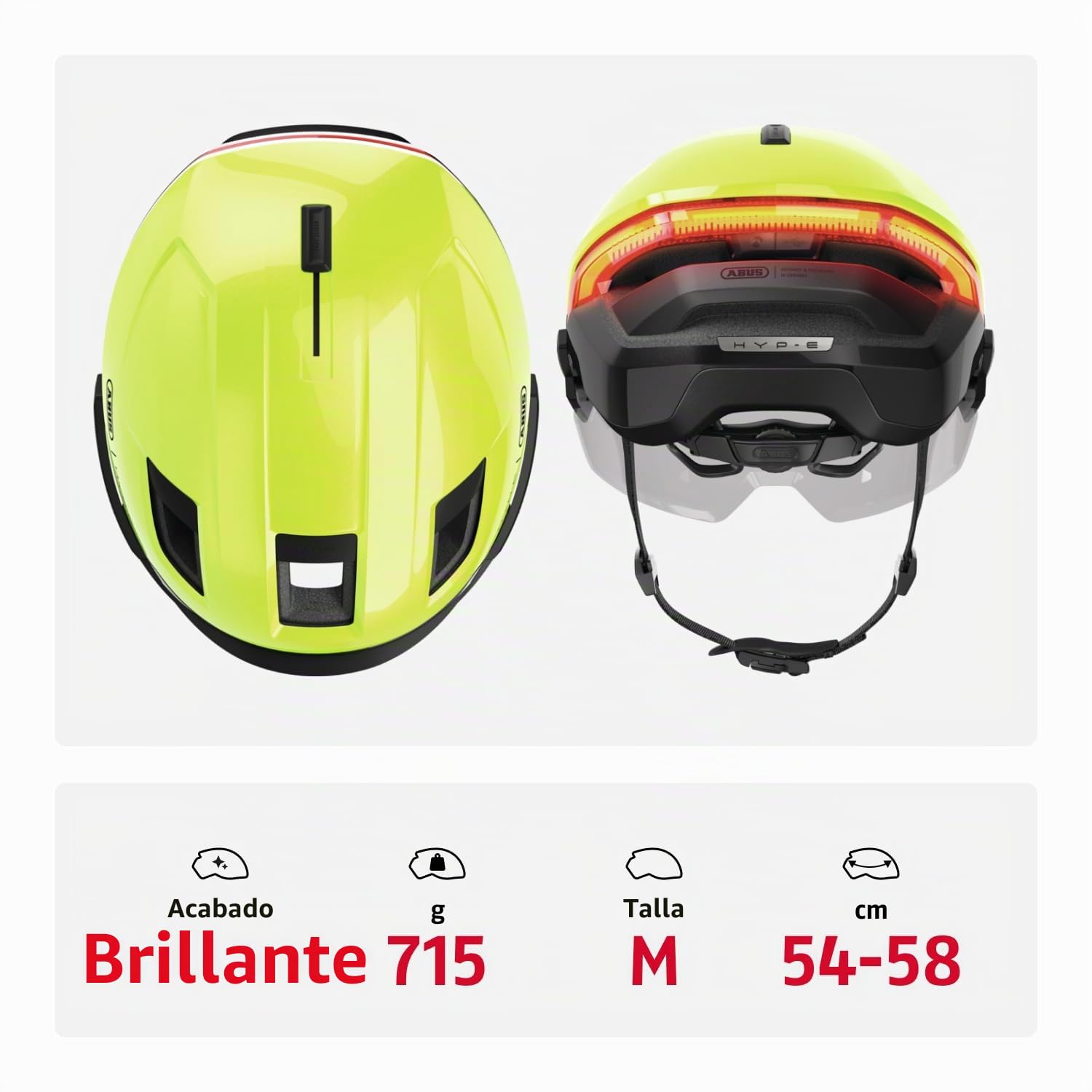 ABUS HYP-E B.Lace - Casco de Bicicleta con luz Delantera, Trasera y Intermitente y luz de Freno inalámbrica activable - con Visera y Orejeras - para Bicicleta eléctrica y S-Pedelec