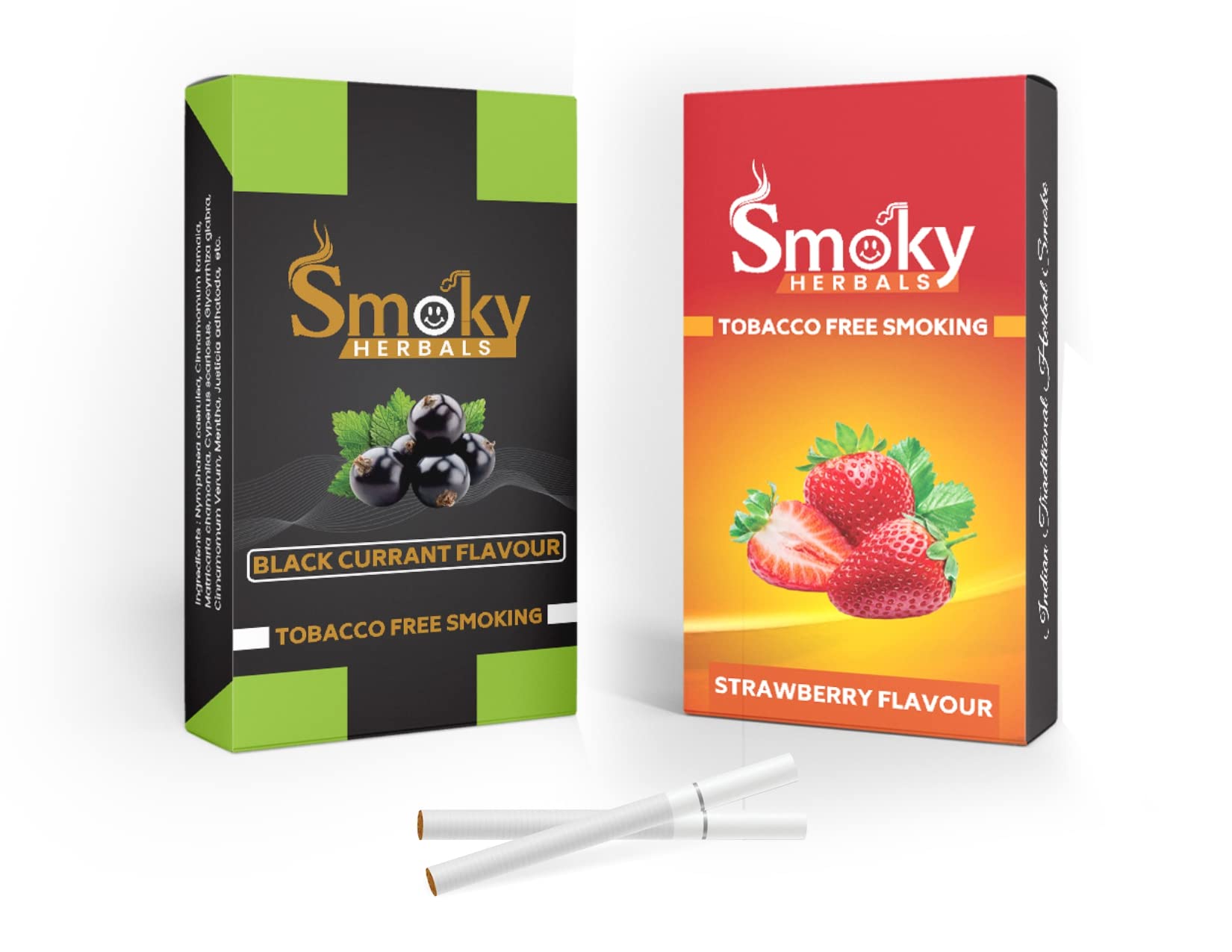 Buy Smoky Herbals Pack of 2 Flavours 100% Tobacco & Nicotine Free Cigarette  (STRAWBERRY - BLACK CURRANT) - 10Sticks x 2 Online at Low Prices in India